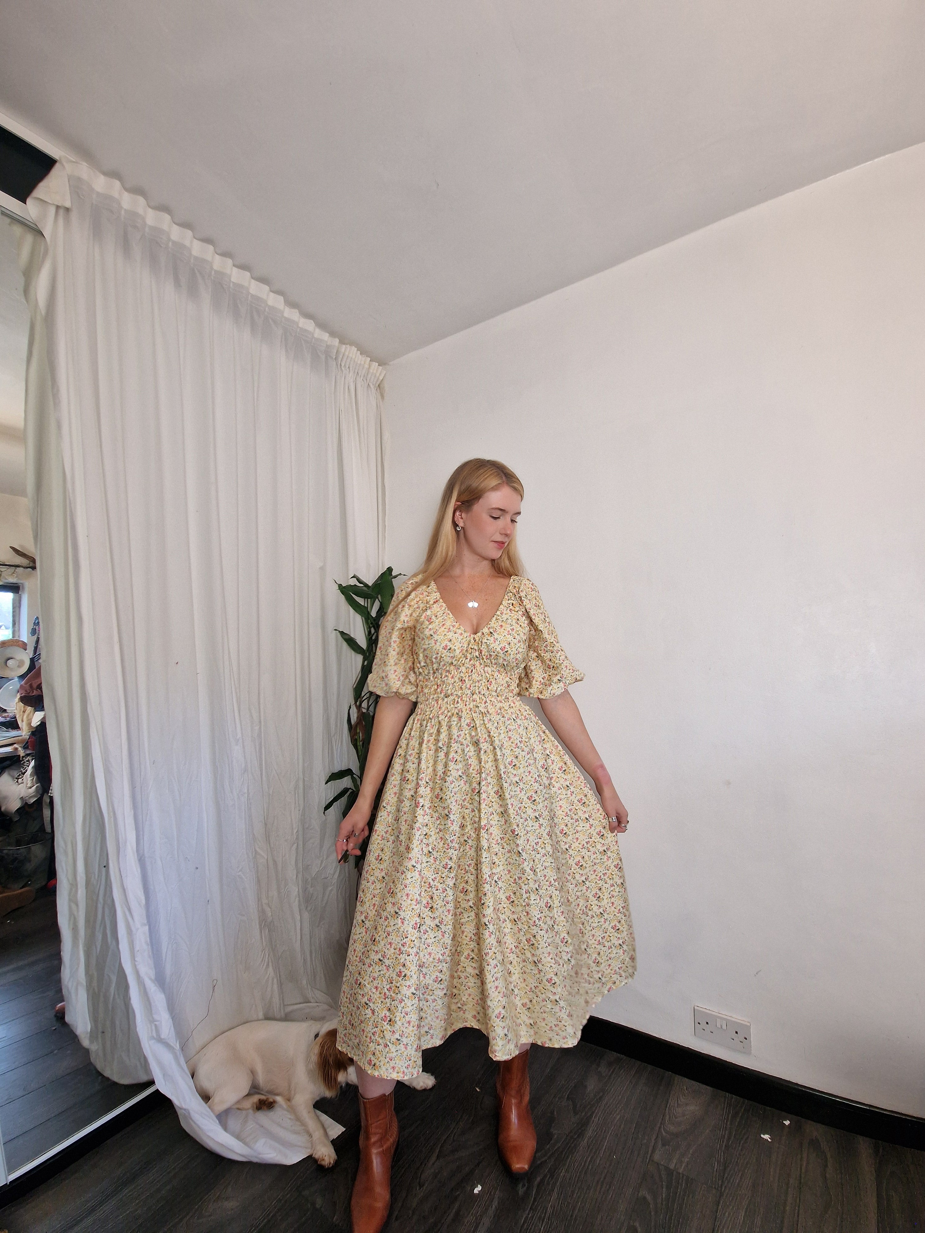 Garden Dress, 5 neckline styles available, optional bow