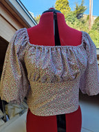 Milkmaid blouse - ditsy fabric - UK 18/20