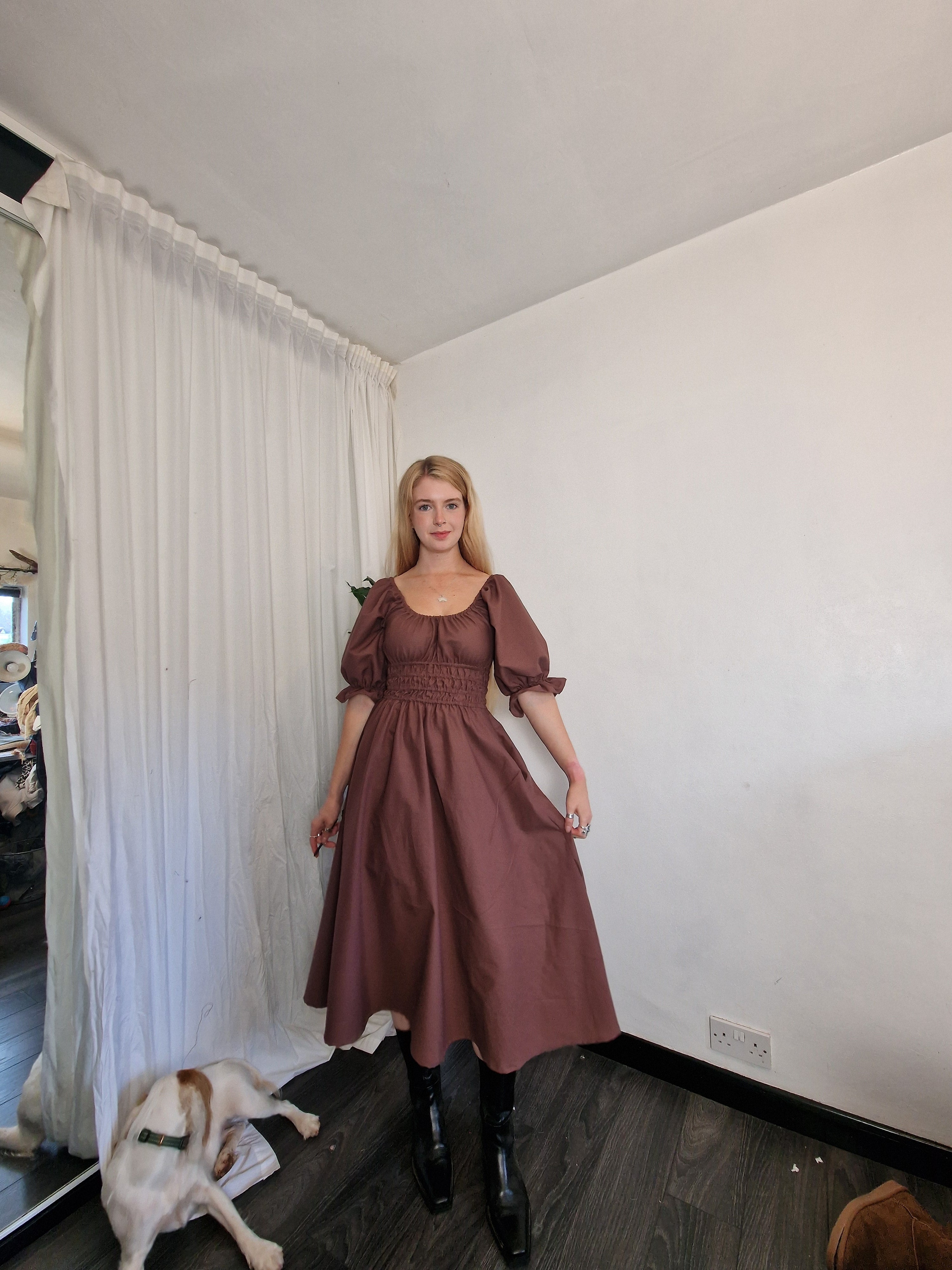 Garden Dress, 5 neckline styles available, optional bow