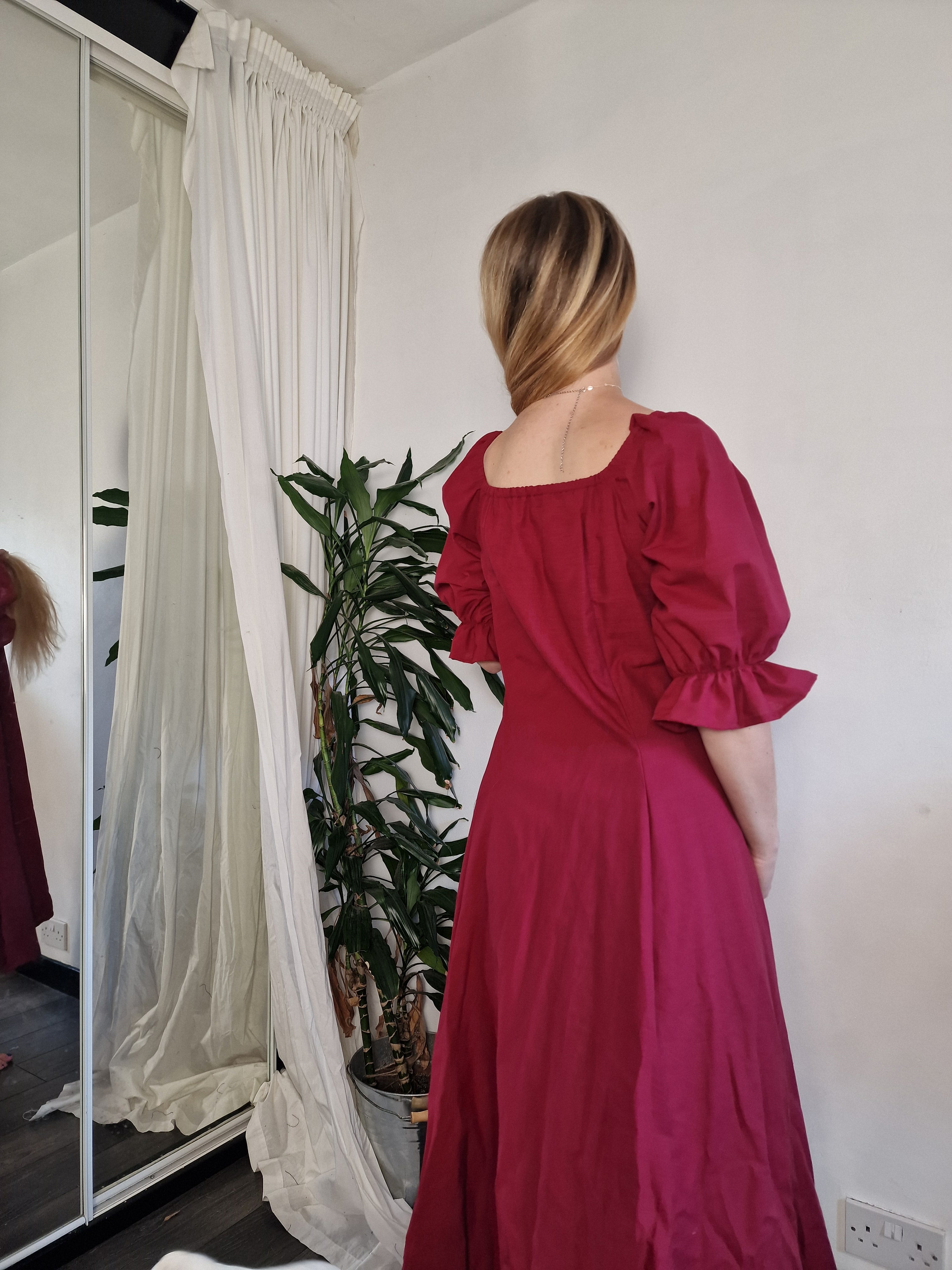 Berry linen smock dress (sample UK 6/10)