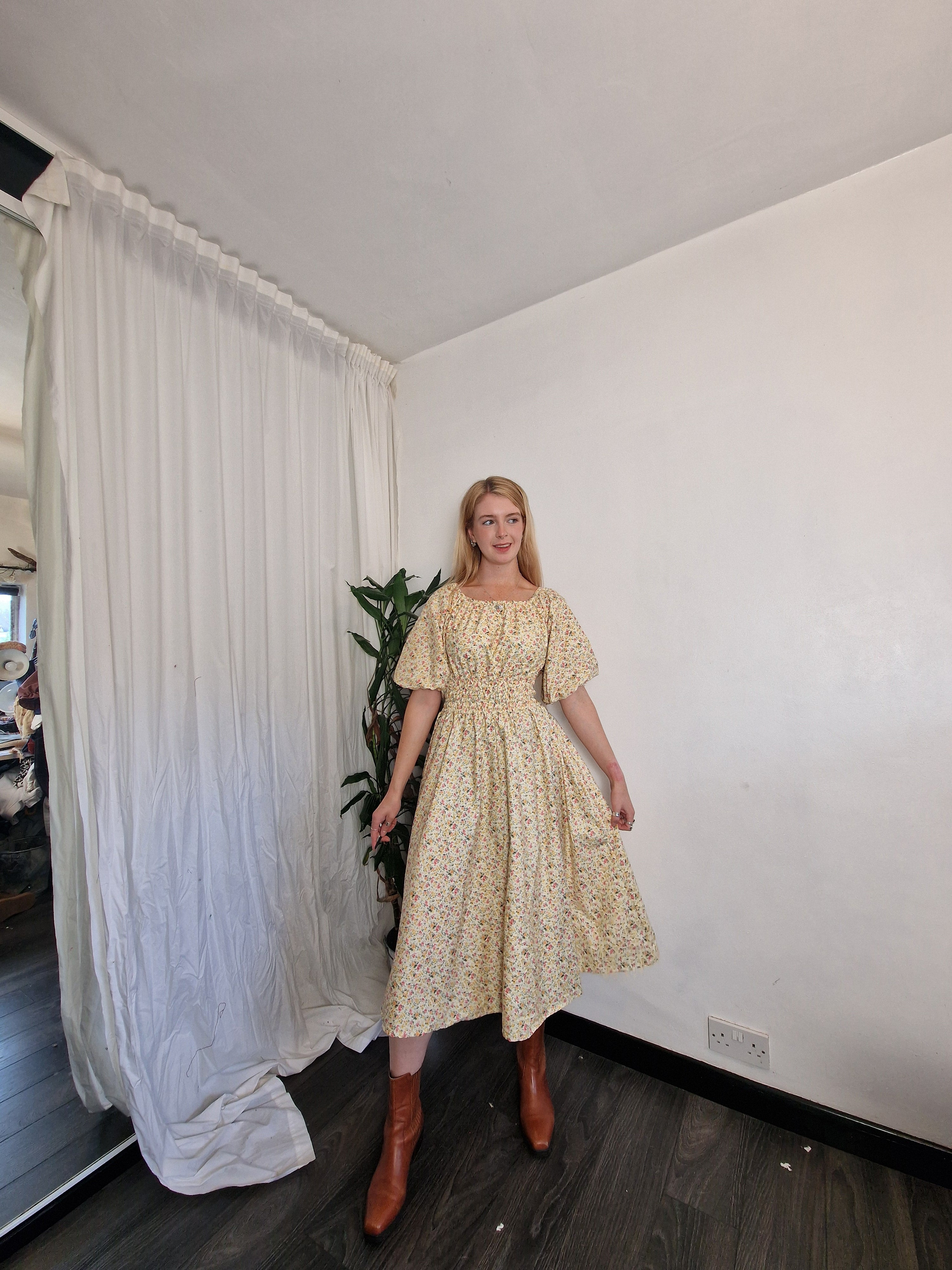 Garden Dress, 5 neckline styles available, optional bow
