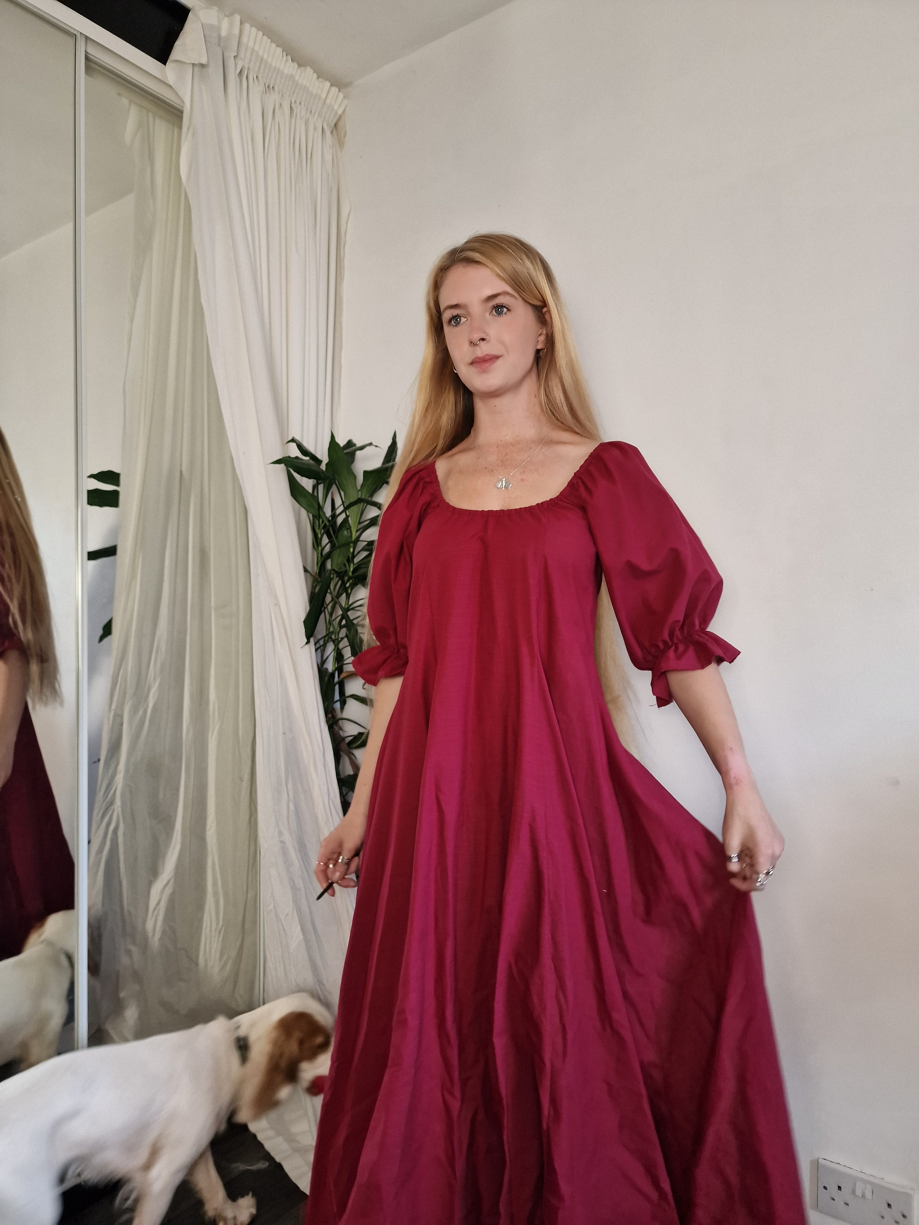 Berry linen smock dress (sample UK 6/10)