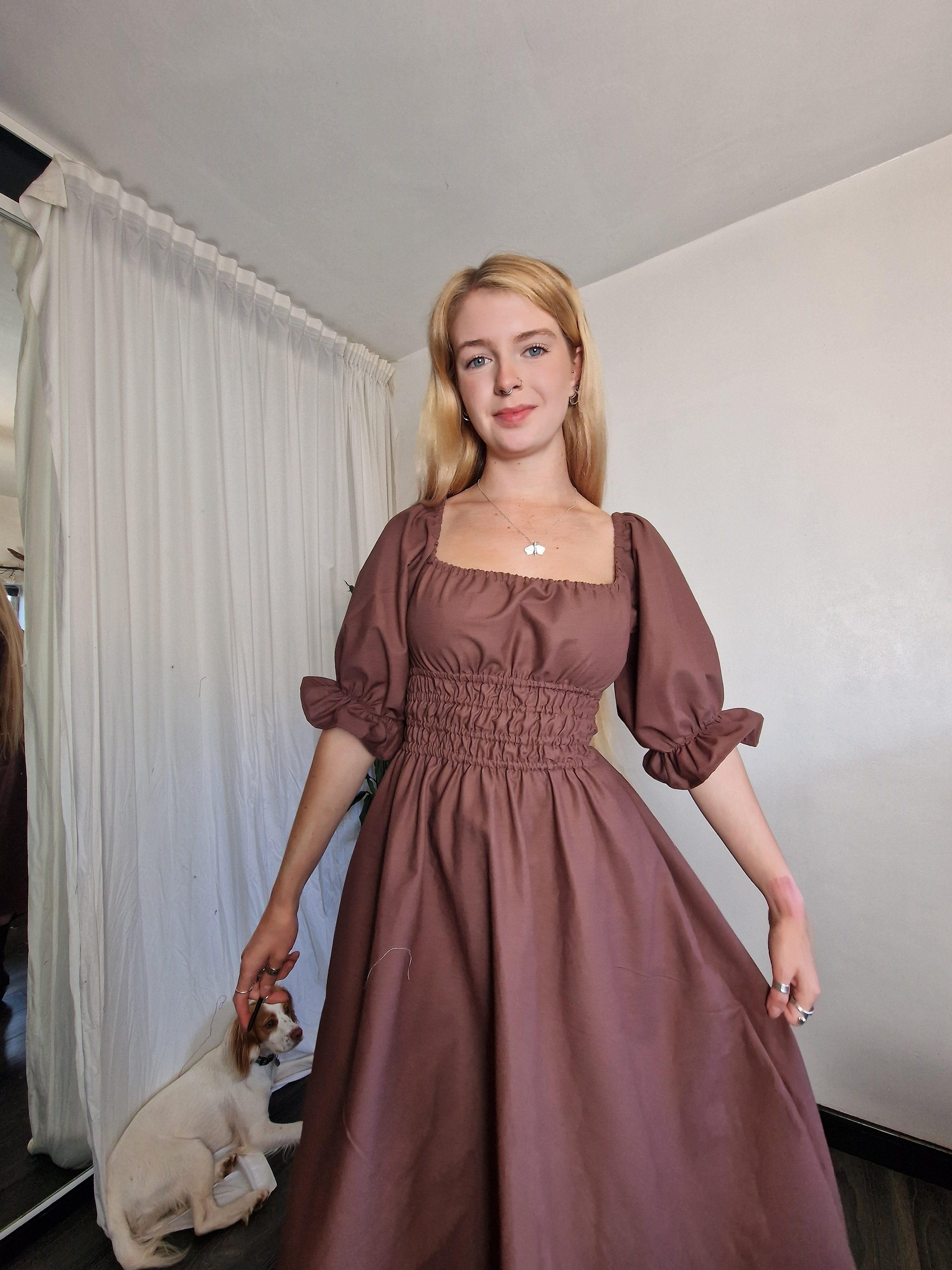 Garden Dress, 5 neckline styles available, optional bow