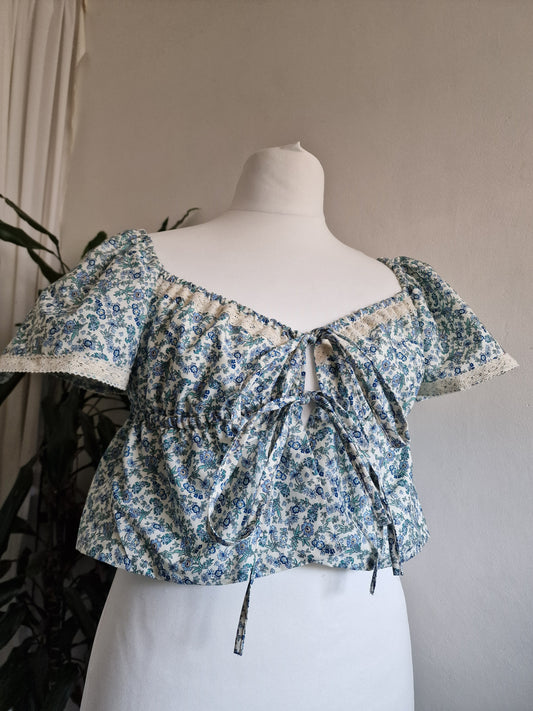 Ready to ship Forget-me-not blouse, UK 12 (would fit smaller just let me know)