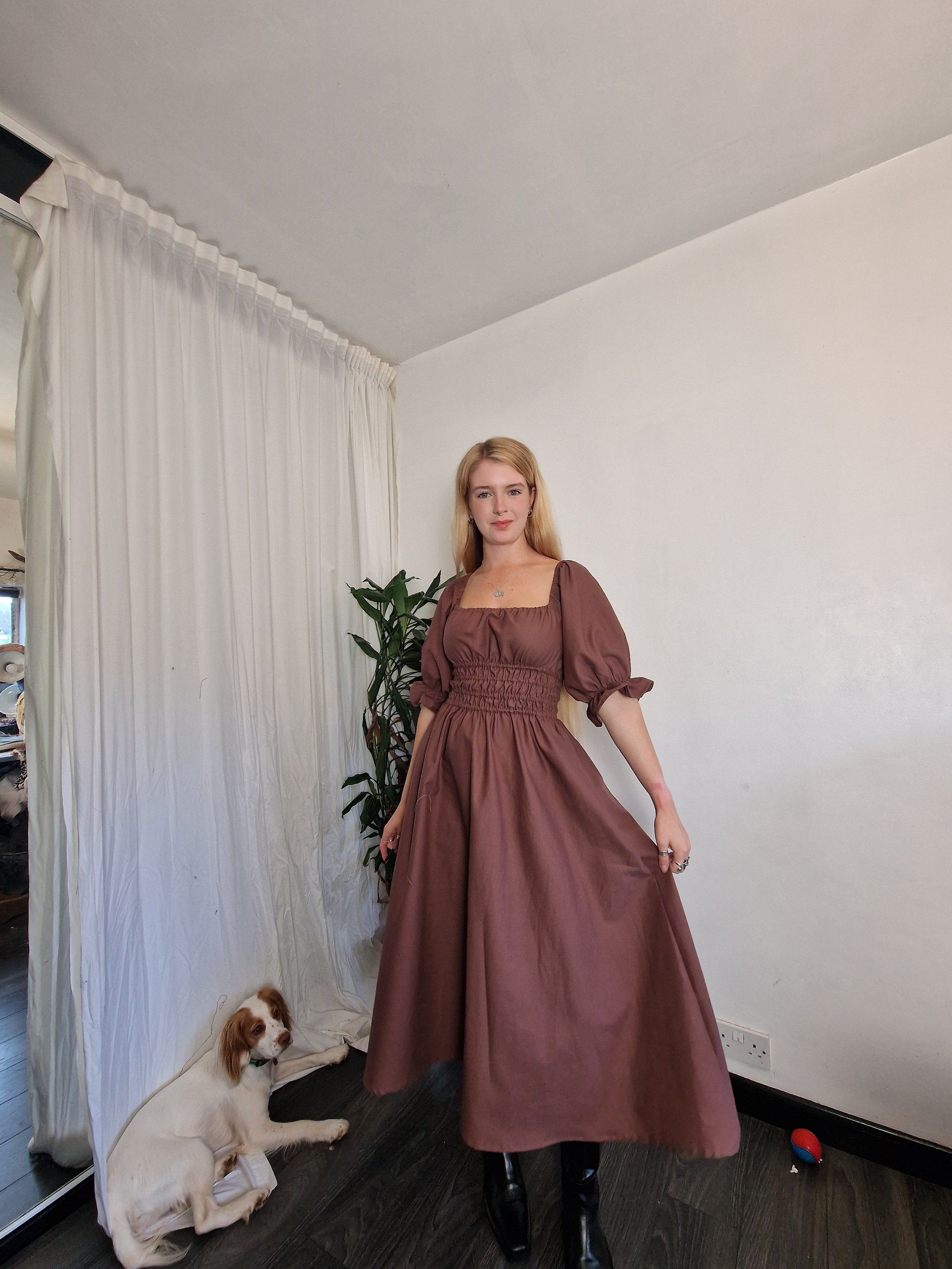 Garden Dress, 5 neckline styles available, optional bow