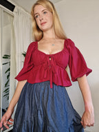 Tie front berry linen blouse (sample UK 6/8)