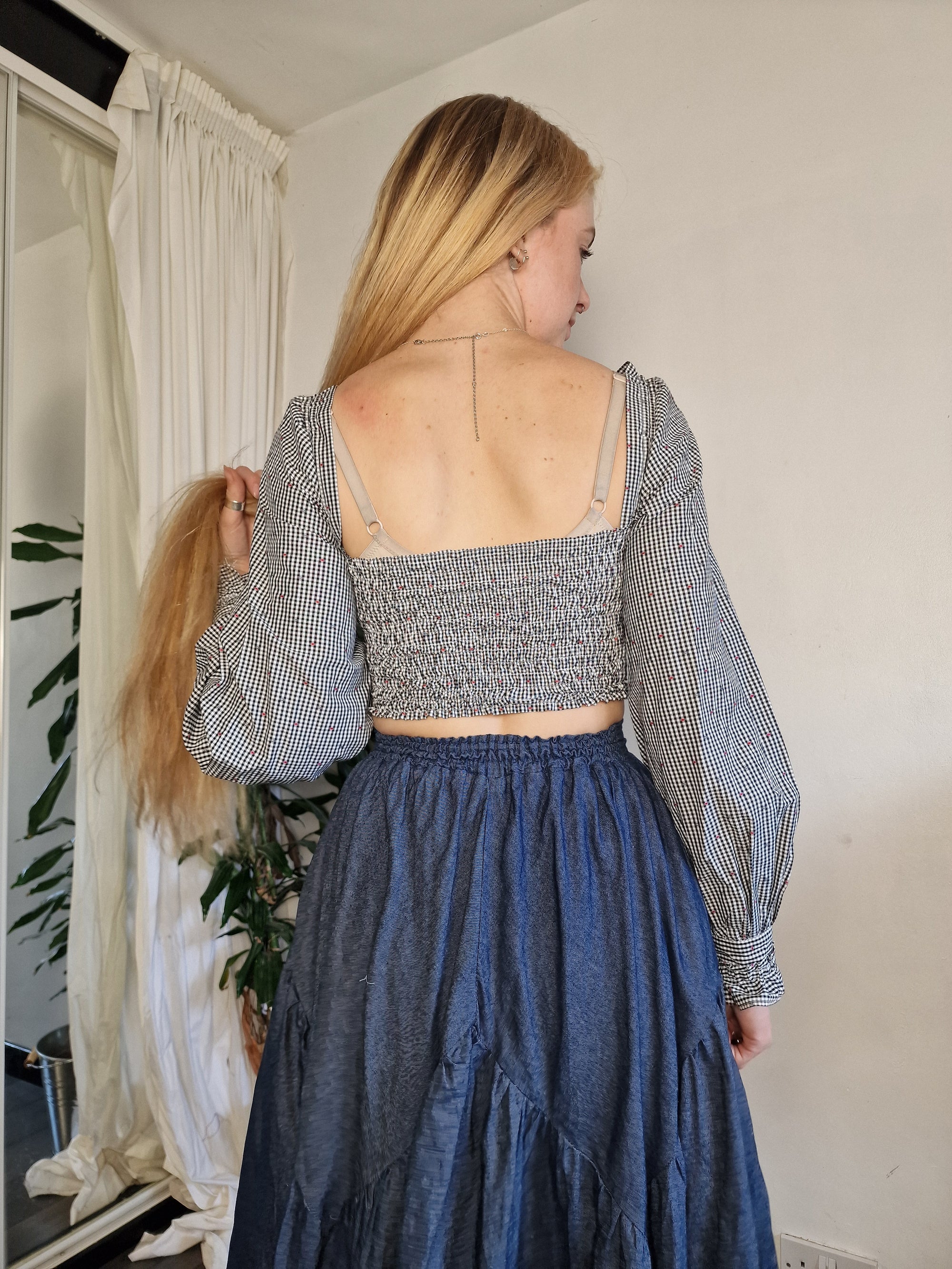 Gingham embroidered Milkmaid (sample UK 6/8)