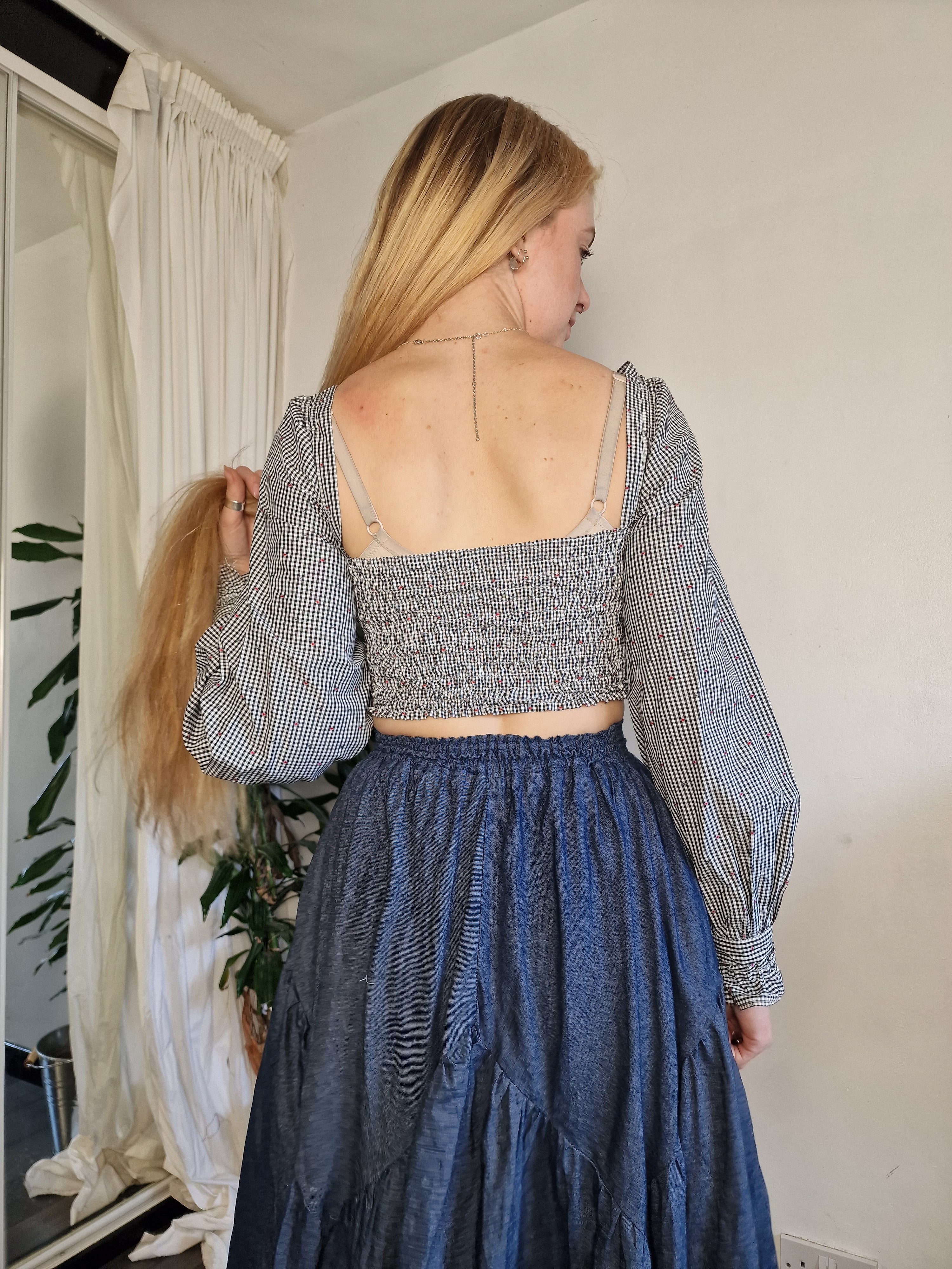 Gingham embroidered Milkmaid (sample UK 6/8)